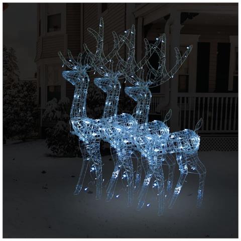 Decorazioni Natalizie Renne In Acrilico 3pz 120cm Bianco Freddo - Foto 8