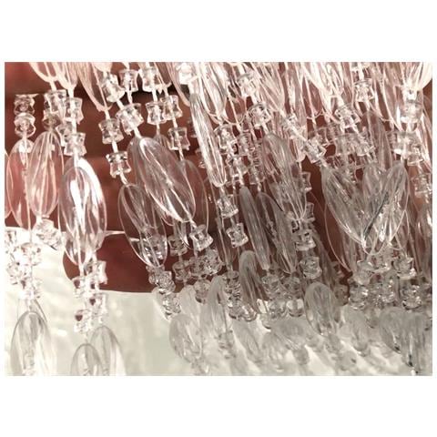 Tenda Antimosca Antirumore Catenella Perline A Caduta Pannello Porta Finestra Casa Trasparente 140x230 Trasparente - Foto 5