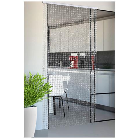Tenda Antimosca Antirumore Catenella Perline A Caduta Pannello Porta Finestra Casa Trasparente 140x230 Trasparente - Foto 1