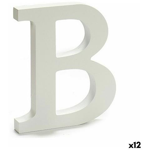 Lettera B Legno Bianco (1,8 X 21 X 17 Cm) (12 Unità) - Foto 1