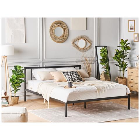 Letto Metallo Cusset 140 X 200 Cm Nero - Foto 1