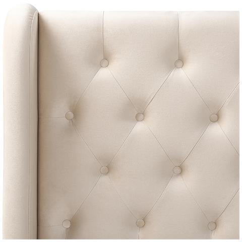 Letto Matrimoniale Velluto Beige 180 X 200 Cm Forbach - Foto 2