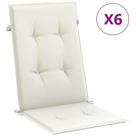 Cuscini Sedia Schiena Alta 6 Crema Mélange 120x50x4 Tessuto - Foto 2