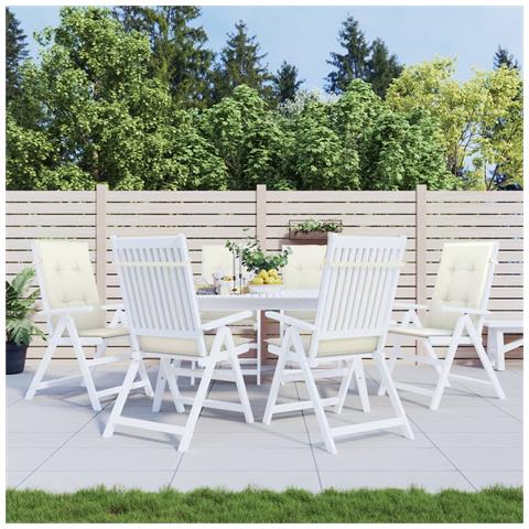 Cuscini Sedia Schiena Alta 6 Crema Mélange 120x50x4 Tessuto - Foto 3