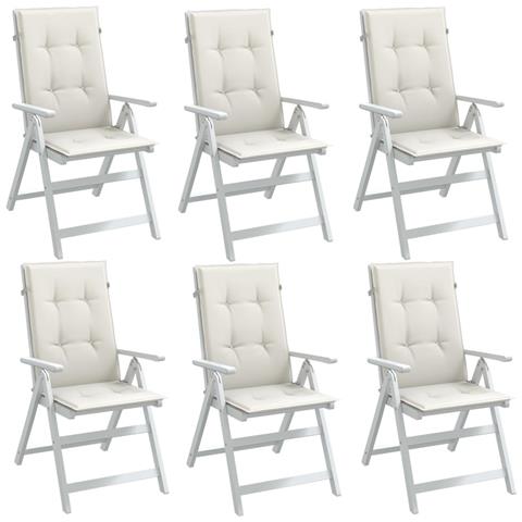 Cuscini Sedia Schiena Alta 6 Crema Mélange 120x50x4 Tessuto - Foto 1