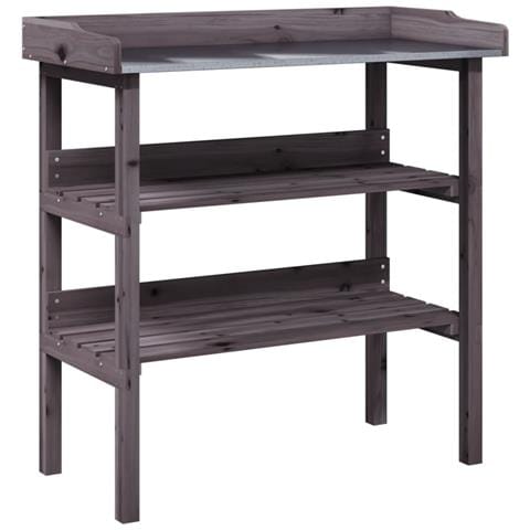 Tavolo Piante Ripiani Grigio 78x38x, 82,5cm Legno Massello Abete - Foto 2