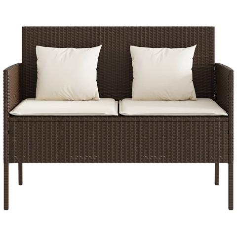 Panca da Giardino con Cuscini Marrone in Polyrattan - Foto 2