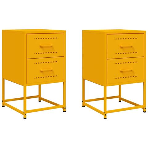 Comodini 2 Pz Giallo Senape 36x39x60,5 Cm In Acciaio - Foto 1