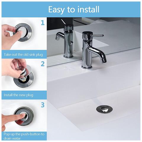 Tappo Per Lavandino Del Bagno, Tappo Di Scarico Pop-up, Filtro Di Scarico Per Lavandino, Confezione Da 2 Silver - Foto 2