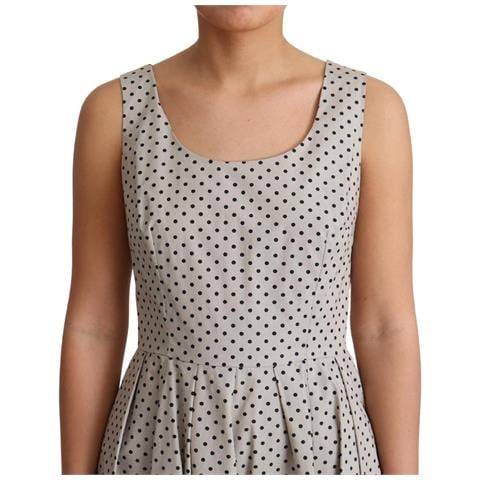Abito A Trapezio In Cotone A Pois Beige - It44-l - Foto 5