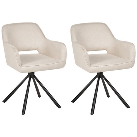 Set Di 2 Sedie Da Pranzo Loures Tessuto Beige Chiaro - Foto 2