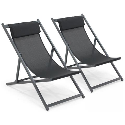Set Di 2 Sdraio In Alluminio Nero - Foto 1