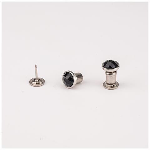 Bottoni A Pressione Senza Cuciture, Bottoni Rotondi Con Strass Piatti Sul Retro (10 Pezzi) Black - Foto 2