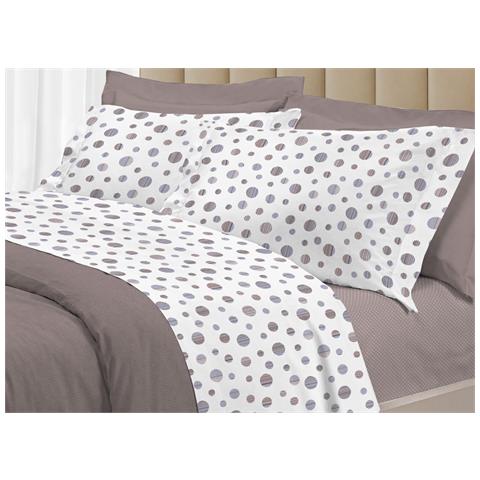 Completo Lenzuola Letto 100% Cotone Made Italy 3027 Disegno Dandy Matrimoniale Beige - Foto 1