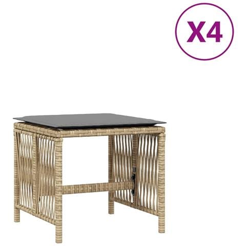 Sgabelli Giardino Cuscini 4pz Beige Misto 41x41x36cm Polyrattan - Foto 2