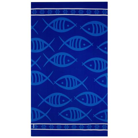 Telo Mare Grande 100x180 Spugna Spiaggia Piscina Maui Fish Blu D9 - Foto 1