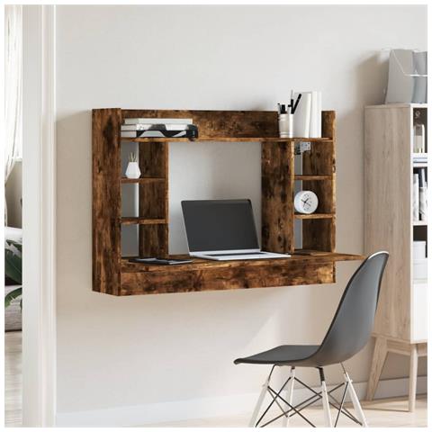 Lusso Casadino -  Scrivania A Parete Rovere Fumo 105x48x75cm Legno Multistrato - Foto 2