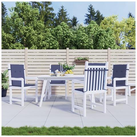 Cuscini Sedia Schienale Basso 4 Pz Blu Marino In Tessuto - Foto 8