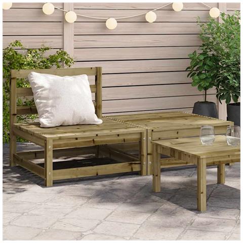 Lusso Casadino - Divano Giardino Senza Braccioli Con Poggiapiedi Pino Impregnato - Foto 8