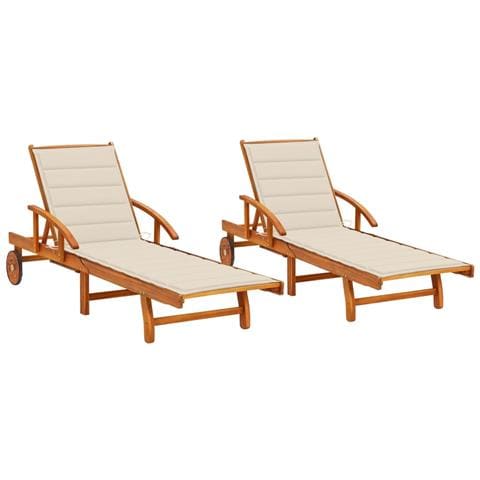 Lusso Casadino -  Sdraio 2 Pz Con Cuscini In Legno Massello Di Acacia - Foto 2