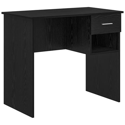 Scrivania con Ripostiglio Rovere Nero 90x49.5x75 cm Legno ingegnerizzato - Foto 1