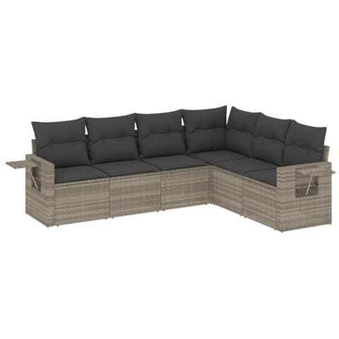 Set Divano da Giardino 6pz con Cuscini Grigio Chiaro Polyrattan - Foto 1