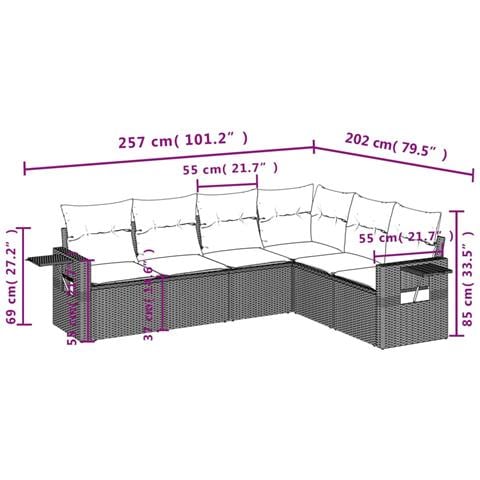 Set Divano da Giardino 6pz con Cuscini Grigio Chiaro Polyrattan - Foto 3