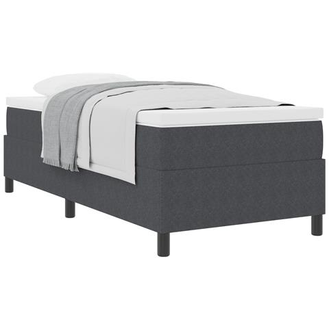 Letto con Rete a Molle con Materasso Grigio Scuro 90x200 cm Tessuto di Corduroy - Foto 1