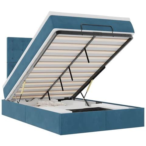 Struttura Letto Pouf con Materassi 120x190 cm Velluto - Foto 1