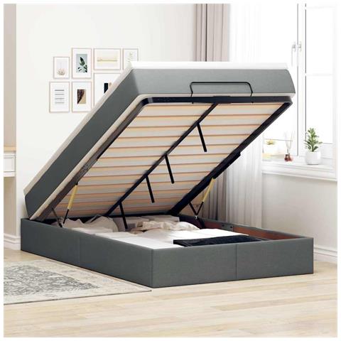 Struttura Letto Pouf con Materasso 120x200 cm in Tessuto - Foto 2