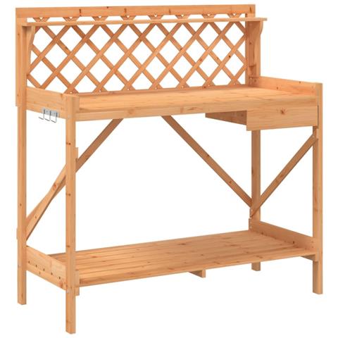 Panca Porta Vasi con Traliccio Marrone Legno Massello di Abete - Foto 1