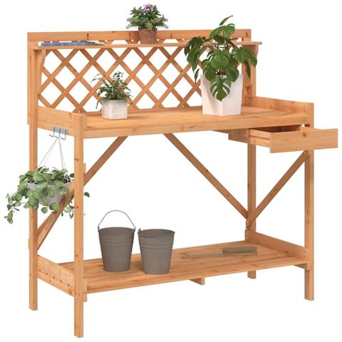 Panca Porta Vasi con Traliccio Marrone Legno Massello di Abete - Foto 2