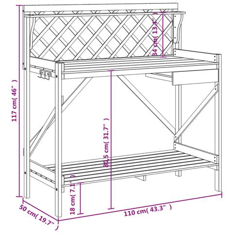 Panca Porta Vasi con Traliccio Marrone Legno Massello di Abete - Foto 9