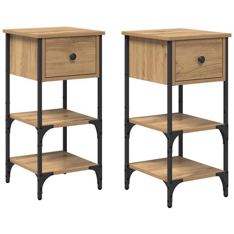 Comodini 2 pcs Rovere Artigianale 34x36x70 cm Legno ingegnerizzato - Foto 1