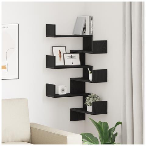 Mensole  2 pz Nero Rovere 40x40x49,5 cm Legno ingegnerizzato - Foto 2