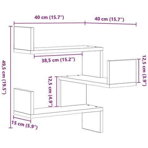 Mensole  2 pz Nero Rovere 40x40x49,5 cm Legno ingegnerizzato - Foto 9