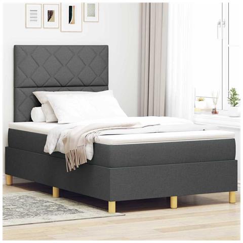 Letto a molle con materasso Grigio scuro 120 x 190 cm Tessuto - Foto 2