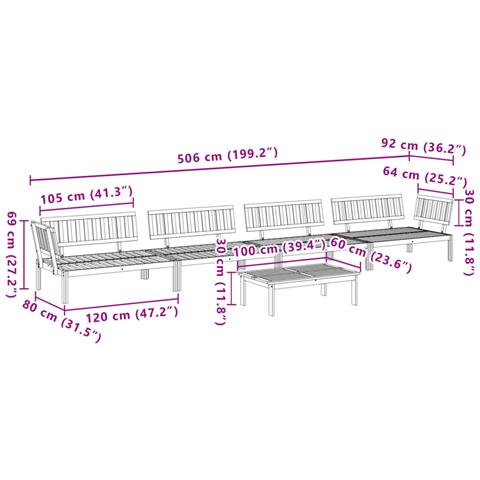 Set Divano Pallet da Giardino 5 pz in Legno Massello di Acacia - Foto 8