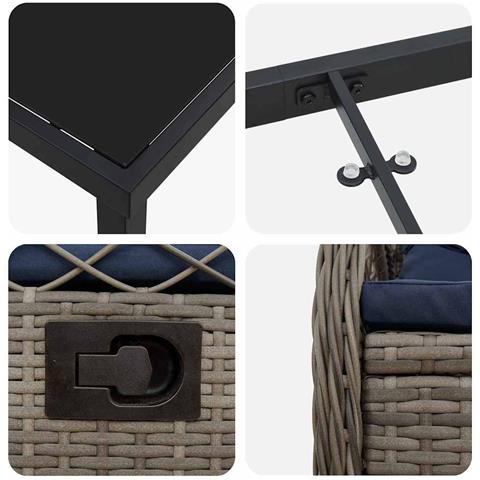Set da Pranzo per Giardino 3 pcs Grigio polyrattan - Foto 9