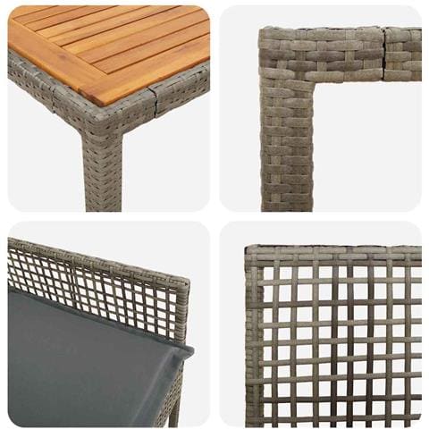 Set da Pranzo per Giardino 9 pcs Grigio Poly Rattan - Foto 9