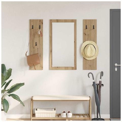 Appendiabiti a muro rovere artigianale 96 x 1.5 x 90 cm - Foto 2