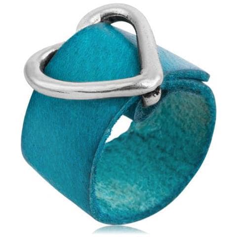Anello In Vera Pelle Al 100%, Placcato In Argento Sterling 925, Fibbia Turchese - Foto 1