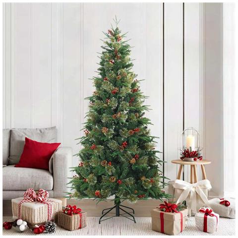 Albero di Natale Artificiale con Rami Pieghevoli Verde 210 cm - Foto 2