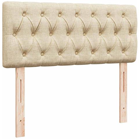 Struttura Letto Pouf con Materasso Crema 120x200 cm in Tessuto - Foto 9