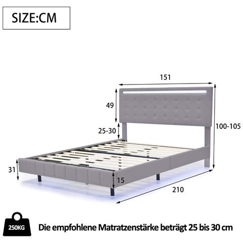 Letto Moderno A Sospensione Con Illuminazione A Led - Foto 2