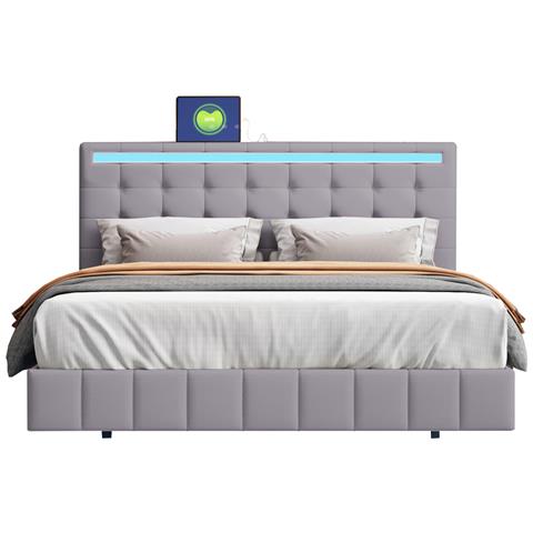 Letto Moderno A Sospensione Con Illuminazione A Led - Foto 1