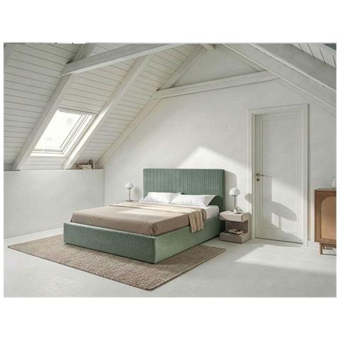 Letto Contenitore Bouclé Vion 160 X 200 Cm Verde - Foto 1