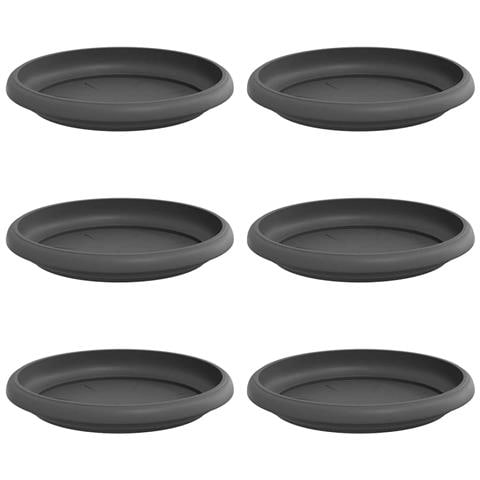 Vassoio Rotondo per Fiori 6 pcs Nero Ø 15,5 x 2 cm Plastica - Foto 1