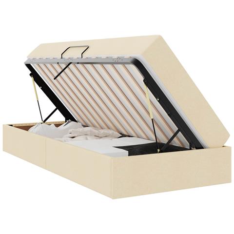 Letto con contenitore e materasso Crema 90 x 190 cm Poliestere - Foto 1