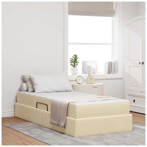 Letto con contenitore e materasso Crema 90 x 190 cm Poliestere - Foto 2